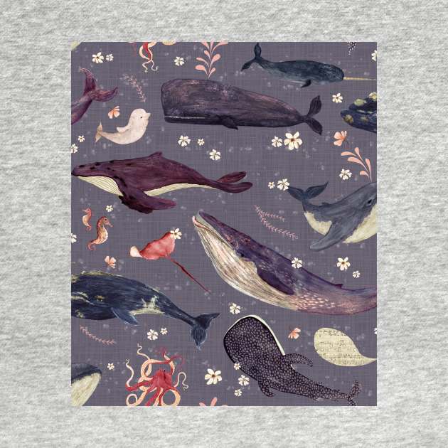 Whale song (lavander) by katherinequinnillustration